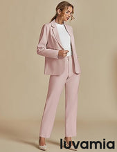 LUVAMIA Women's Blazer Set Business Casual Full Fit Blazer Jackets and Straight Pant Suits with Pockets
