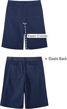 luvamia Bermuda Shorts for Women Knee Length High Waisted Dressy Casual Patch Pocket Chino Elastic Waist Long Shorts