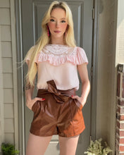luvamia Faux Leather Shorts for Women High Waist Wide Leg Stretchy Waist Shorts with Pockets Belt Short PU Leather