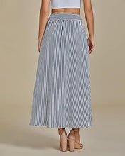LUVAMIA Women's Summer Long Lightweight Flowy Skirt Stripe Maxi Fashion