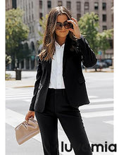 LUVAMIA Women's Blazer Set Business Casual Full Fit Blazer Jackets and Straight Pant Suits with Pockets