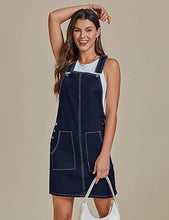 luvamia Women's Casual Straps Denim Overall Pinafore Dress with Pocket