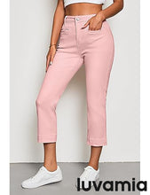 luvamia Capri Jeans for Women High Waisted Slim Straight Stretchy Denim Capris Pants Welt Pockets Casual Cropped Jeans