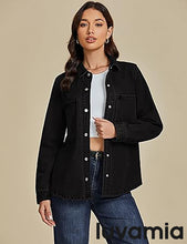 LUVAMIA Women's Relaxed Fit  Denim Slim Regular Pocket Jean Jacket Coat