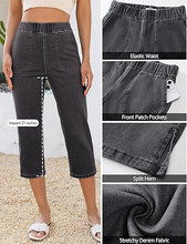 luvamia Womens Capri Jeans Pull On Jeans for Women Trendy Stretch Denim High Rise Elastic Waist Straight Leg Capri Pants