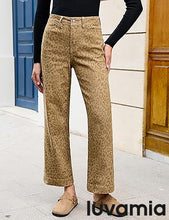 luvamia FleXclusive Wide Leg Jeans Woman Trendy High Waisted Leopard Cheetah Print Ankle Length Stretchy Denim Pants with Pockets
