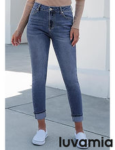 LUVAMIA Women's Full Length High Waist Skinny Fit Denim Slight Stretch Slim Jeans