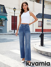 LUVAMIA Women's Wide-leg Jeans High Waist Fashion Jeans Trousers Jeans Versatile Commuter Style