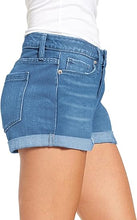 luvamia Women's Ripped Denim Jean Shorts Mid Rise Stretchy Folded Hem Short Jeans