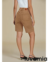 LUVAMIA Women's Knee-Length Bermuda Summer Denim Shorts Barely Shorts