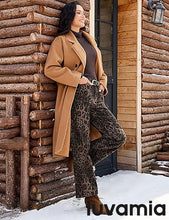 luvamia Wide Leg Jeans Woman Trendy High Waisted Leopard Cheetah Print Ankle Length Stretchy Denim Pants with Pockets