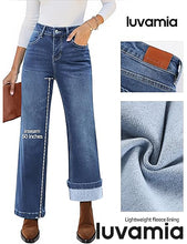 luvamia Flare Jeans for Women Thin Fleece Lined High Waisted Wide Leg Trendy Fall Stretchy Denim Pants Trouser Jeans