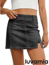 luvamia FleXclusive Jean Skorts for Woman High Waisted Side Slit Mini Short Skirt with Shorts Stretchy Denim Skirts Country Concert