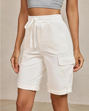 luvamia Bermuda Shorts for Women Knee Length High Rise Summer Casual Shorts Elastic Wasit Drawstring with Pockets