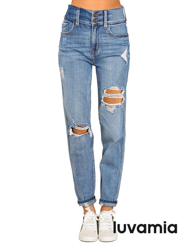 luvamia Women's Casual Ripped Boyfriend Jeans Distressed Stretch Denim Jean Pants
