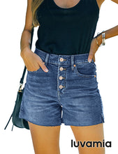 luvamia Women's Casual Ripped Denim Shorts High Rise Distressed Rolled Hem Jeans Shorts
