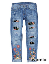 luvamia Boyfriend Jeans for Women Ripped Jeans Womens Stretch Distressed Patchwork Pants Denim