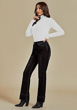 Women's High Waist Regular Fit Slight Stretch Flare Jeans Bell Bottoms