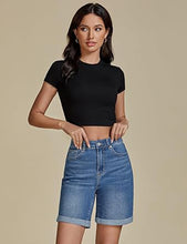 2025 Women's Casual Denim High Waist Pants Shorts Straight Leg Stretch Jeans