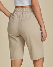 LUVAMIA Bermuda Shorts for Women's Knee Length Casual Lightweight Breathable Summer High Waisted Knee Length Shorts