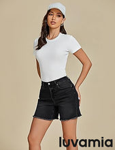 Luvamia Women's Casual Denim Walkshorts Summer Straight