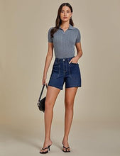 Women's Denim Mid Waist Shorts Regular Fit Summer Pocket Walkshorts
