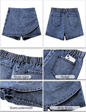 LUVAMIA Women's Slim Fit Pleated Denim Unlined Irregular Retro High Waisted Skorts