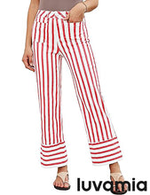 luvamia Striped Jeans for Women Wide Leg High Waisted Trendy Patch Pockets Stretchy Denim Pants Casual Trouser Jeans