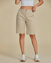 LUVAMIA Bermuda Shorts for Women's Knee Length Casual Lightweight Breathable Summer High Waisted Knee Length Shorts