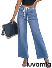 luvamia FleXclusive Wide Leg Jeans Woman High Waisted Trendy Drawstring Stretchy Denim Pants Relaxed Fit Trouser Jeans