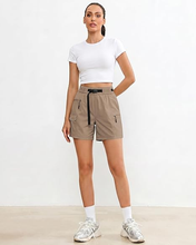 luvamia Cargo Shorts for Women Mid Thigh High Rise Lightweight Quick Dry Hiking Shorts Women Zipper Pockets with Belt