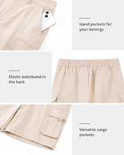luvamia Cargo Shorts Women High Waisted Casual Elastic Waist 7" Inseam Mid Thigh Hiking Golf Shorts with Utility Pockets