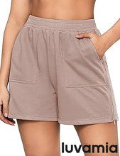 LUVAMIA Women's High Waist Elastic Waistband Shorts Regular Comfort Silhouette