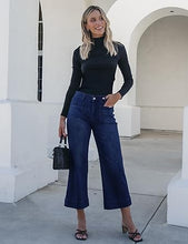 luvamia Wide Leg Jeans for Women Trendy High Waisted Flare Jeans Cropped Denim Pants Stretchy Baggy with Patch Pockets