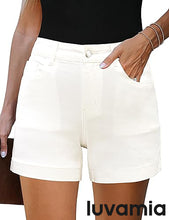 luvamia FleXclusive Jean Shorts for Women High Waisted Mid Thigh Mom Stretch Denim Shorts Casual Summer Jorts Country Concert Outfit