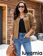 LUVAMIA Casual Western Denim Jacket Women Button Front Long Sleeve Vintage with Functional Pockets