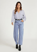 LUVAMIA Women's Barrel Style High Waist Jeans Regular Fit Slight Stretch with pocket