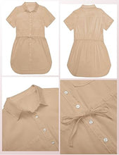 luvamia Women Casual Denim Dress Short Sleeve Tie Waist Classic Jean Shirt Dress