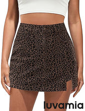 luvamia FleXclusive Skorts for Woman Leopard Cheetah Print Mini Skirt with Shorts High Waisted Trendy Cute Stretchy Side Slit Skort