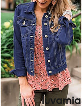 luvamia Women's Basic Button Down Stretch Fitted Long Sleeves Denim Jean Jacket