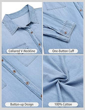 luvamia Women Chambray Jean Western Shirts Long Sleeve Button Down Denim Shirt Tops
