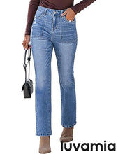 luvamia Bootcut Jeans for Women Trendy High Waisted Classic Boot Cut Stretchy Denim Pants Patch Pocket Trouser Jeans