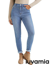 luvamia Skinny Jeans for Women Thin Fleece Lined High Waisted Front Yoke Fall Thermal Stretchy Denim Pants Warm Jeggings