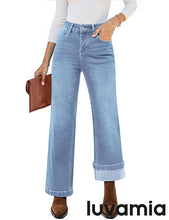 luvamia Flare Jeans for Women Thin Fleece Lined High Waisted Wide Leg Trendy Fall Stretchy Denim Pants Trouser Jeans