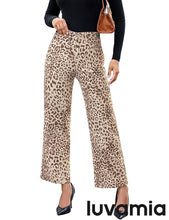 luvamia FleXclusive Wide Leg Jeans Woman Trendy High Waisted Leopard Cheetah Print Ankle Length Stretchy Denim Pants with Pockets