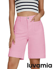 LUVAMIA Women's Knee-Length Bermuda Summer Denim Shorts Barely Shorts