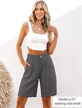 luvamia Bermuda Shorts for Women High Waisted Linen Dressy Casual Pleated Wide Leg Summer Shorts with Elastic Waist