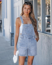 luvamia FleXclusive Denim Overalls for Women Loose Fit Baggy Jean Shorts Overall Bib Summer Casual Stretchy Adjustable Shortalls