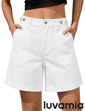 luvamia FleXclusive Jean Shorts for Women High Waisted Wide Leg Cinch Waist Stretchy Denim Mid Thigh Shorts Casual Summer Jorts