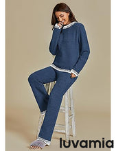 LUVAMIA Women's 2 Piece Long Lounge Sets Mega Stretch Wide Winter Top and Pants Full Acrylic